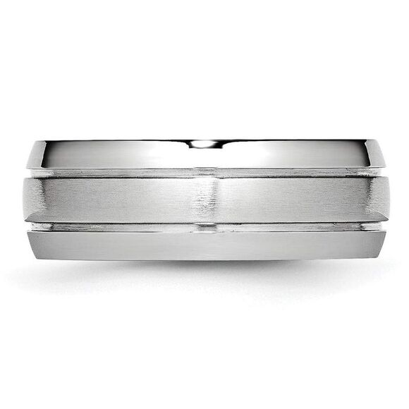 Chisel Cobalt Polished & Satin Grooved 8mm Band - Picture 8 of 9